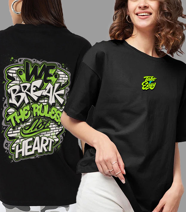 BREAK RULES NOT HEART | HUNGRY THREADS | OVERSIZED DROPSHOULDER TEE