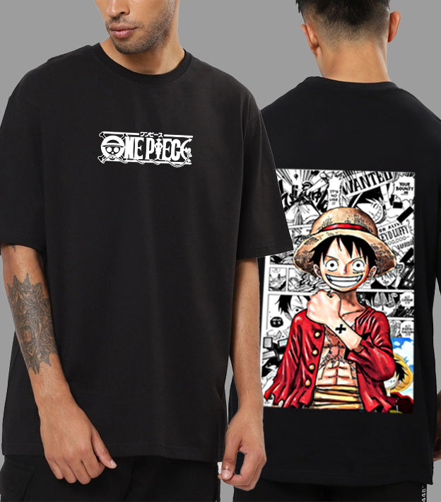 BLACK COLOR OVERSIZED TEE| ANIME ONEPIECE | HUNGRYTHREADS