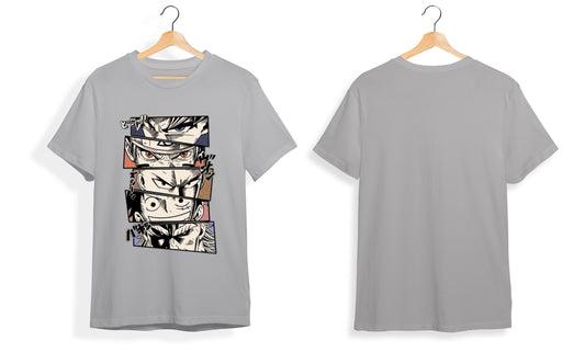 Anime collection | HungryThreads  T-shirt for Men | Grey Color