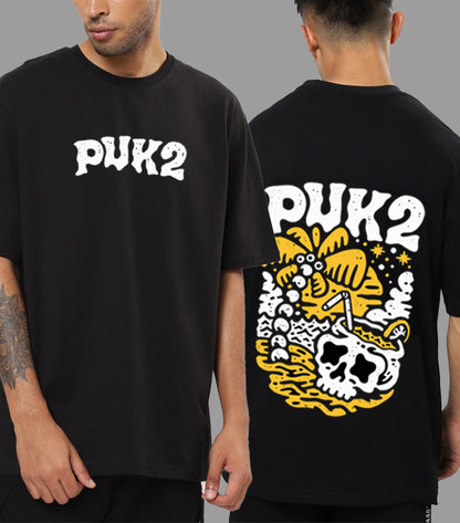 PUK2 BLACK COLOR OVERSIZED TEE | HUNGRY THREADS