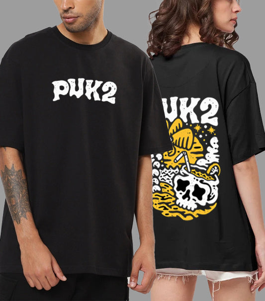 PUK2 BLACK COLOR OVERSIZED TEE | HUNGRY THREADS