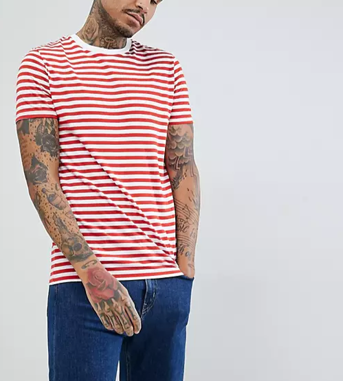 RED ND WHITE UNISEX STRIPPED PATTERN T-SHIRT