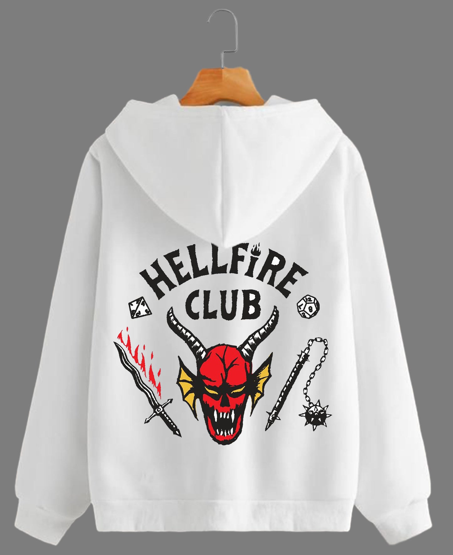 Hellpower Club | White Unisex Hoodie | Hungry Threads