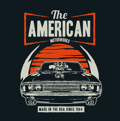 Blue Men's Tees | American Motor | Round Neck | Half Sleeves - Hulk Threads