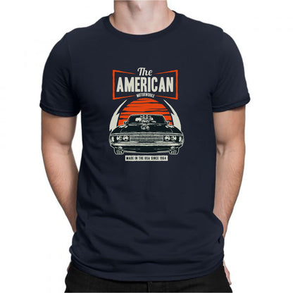 Blue Men's Tees | American Motor | Round Neck | Half Sleeves - Hulk Threads