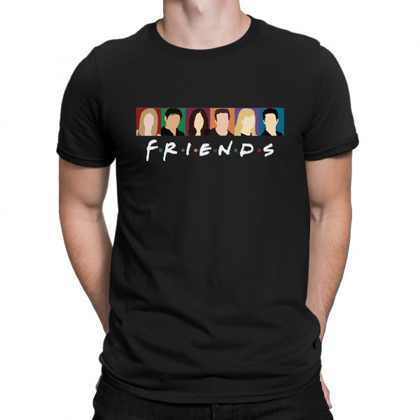 FRIENDS | Half Sleeves | Men's Black T-Shirt - Hulk Threads