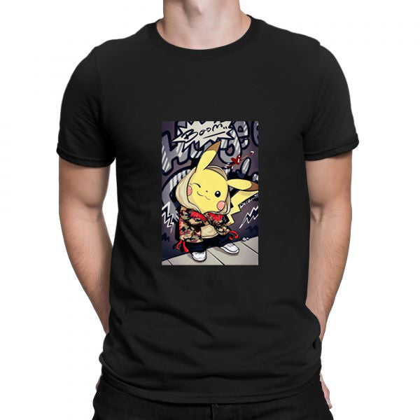 Black Men Tees | Cool Pikachu | Round Neck | Half Sleeves - Hulk Threads