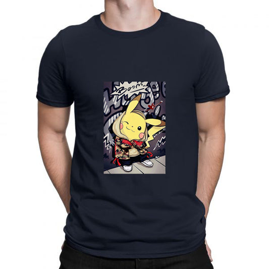Blue Men Tees | Cool Pikachu | Round Neck | Half Sleeves - Hulk Threads