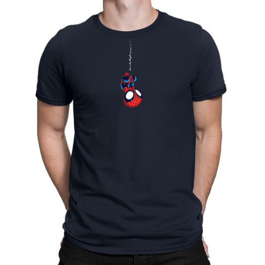 Blue Men's Tees | Hanging Spiderman | Round Neck | Half Sleeves - Hulk Threads