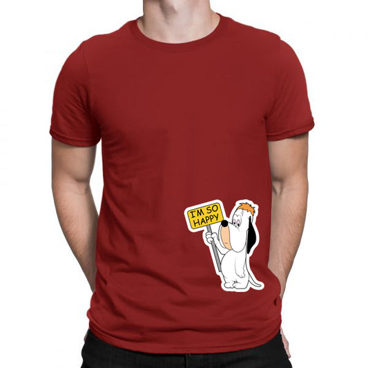 Red Men's Tees | Droopy I Am So Happy | Round Neck | Half Sleeves - Hulk Threads