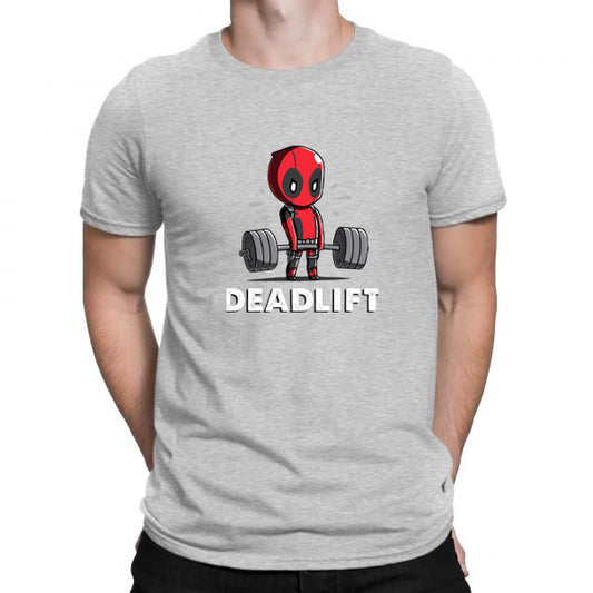 Deadpool Deadlift | Half Sleeves | Men's Grey T-Shirt - Hulk Threads