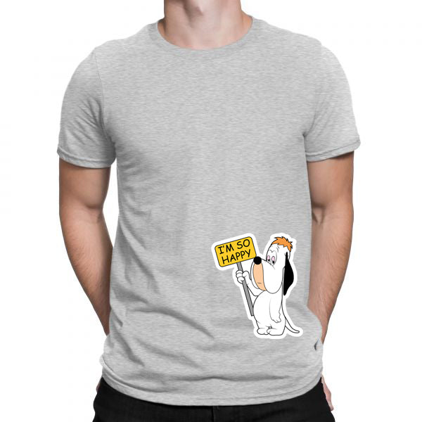 Grey Men's Tees | Droopy I Am So Happy | Round Neck | Half Sleeves - Hulk Threads