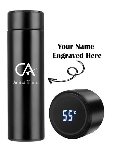 CA Name Personalised Water bottle | Temperature Led Display Bottle | Hungry Threads