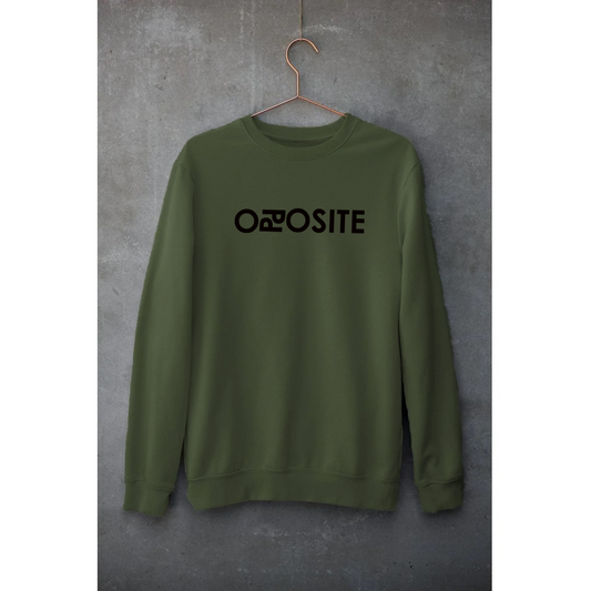 Opposite Olive Green Sweatshirt Unisex | Hungry Threads | Men & Women