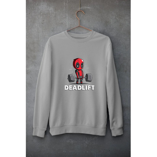 Grey Sweatshirt Unisex | Hungry Threads | Dead Pool Dead Lift