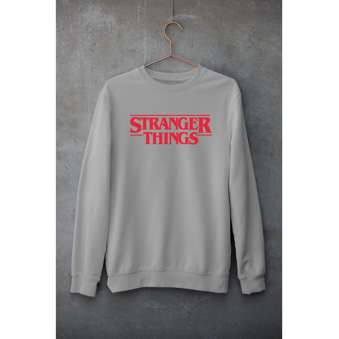 Stranger Things Grey Sweatshirt Unisex | Hungry Threads | Men & Women