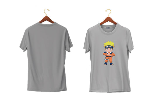 Naruto Focus | Anime Collection | Half Sleeves - Front and Back | Unisex Grey T-Shirt - Hulk Threads