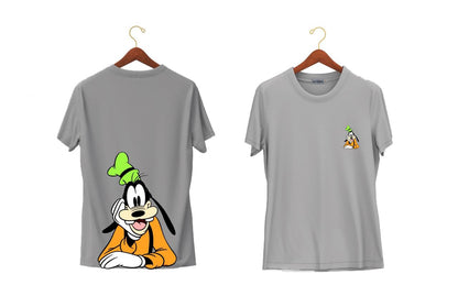 Laughing Goofy | Half Sleeves - Front and Back | Unisex Grey T-Shirt - Hulk Threads