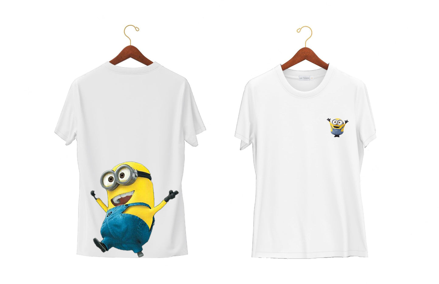 Minion YAY | Half Sleeves - Front and Back | Unisex White T-Shirt - Hulk Threads