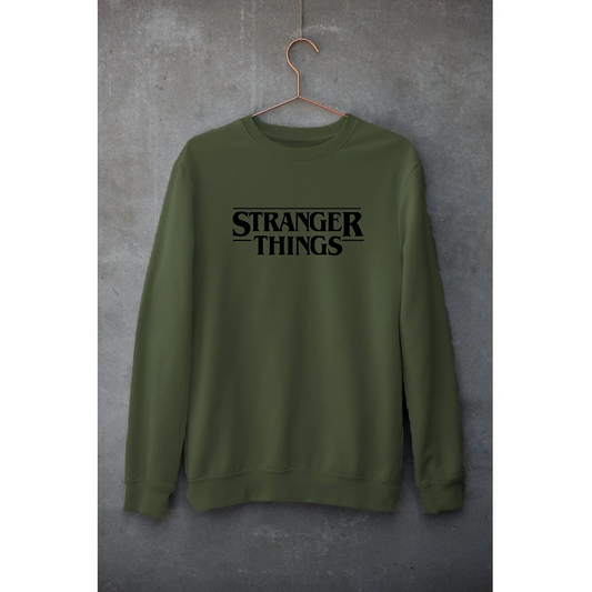 Stranger Things Olive Green Sweatshirt Unisex | Hungry Threads | Men & Women