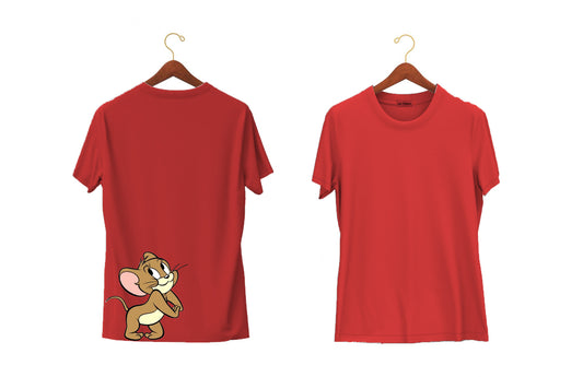 Stretch Jerry  | Half Sleeves - Front and Back | Unisex Red T-Shirt - Hulk Threads