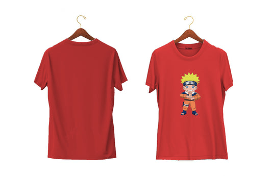 Naruto Focus | Anime Collection | Half Sleeves - Front and Back | Unisex Red T-Shirt - Hulk Threads