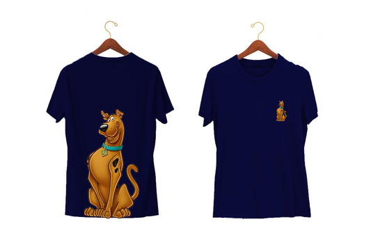 Sit Scooby  | Half Sleeves - Front and Back | Unisex Blue T-Shirt - Hulk Threads