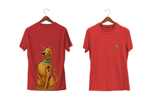 Sit Scooby  | Half Sleeves - Front and Back | Unisex Red T-Shirt - Hulk Threads