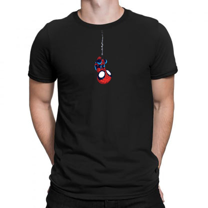 Black Men's Tees | Hanging Spiderman | Round Neck | Half Sleeves - Hulk Threads