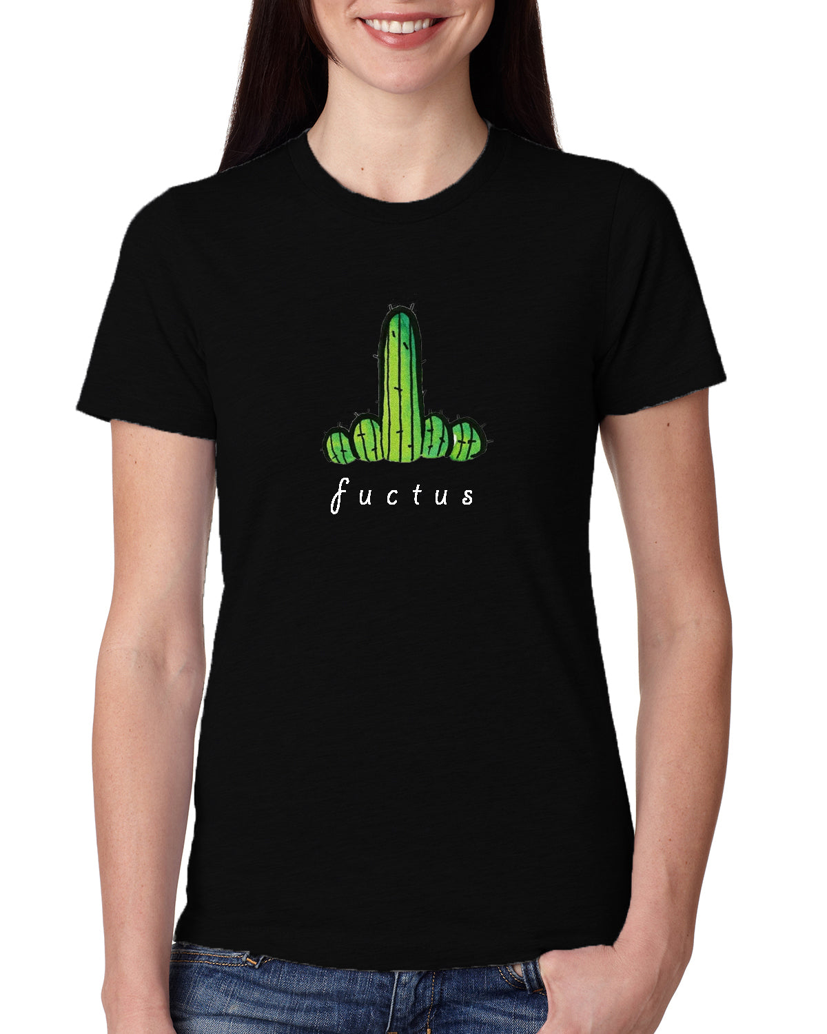 Black Women's Tees | Fucktus | Round Neck | Half Sleeves - Hulk Threads