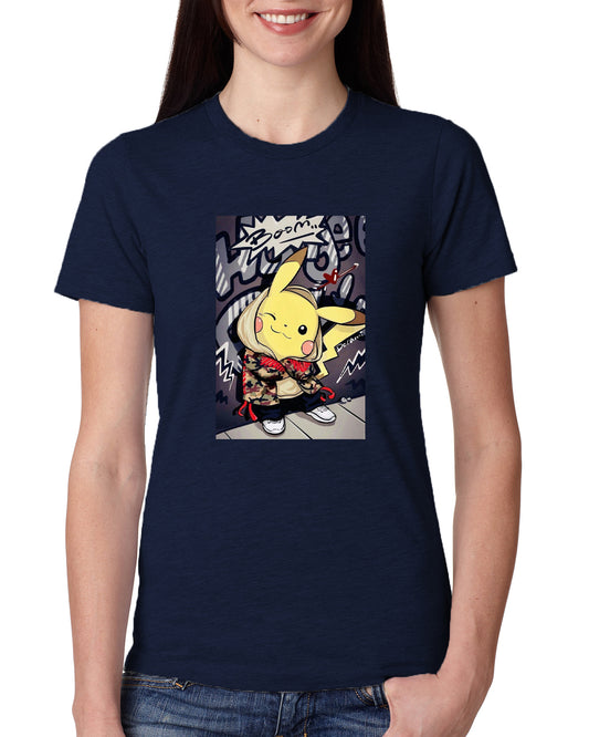 Blue Women's Tees | Cool Pikachu | Round Neck | Half Sleeves - Hulk Threads