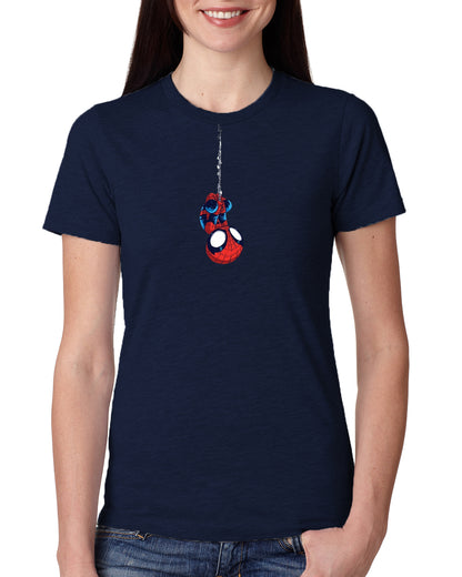 Blue Women's Tees | Hanging Spider man | Round Neck | Half Sleeves - Hulk Threads