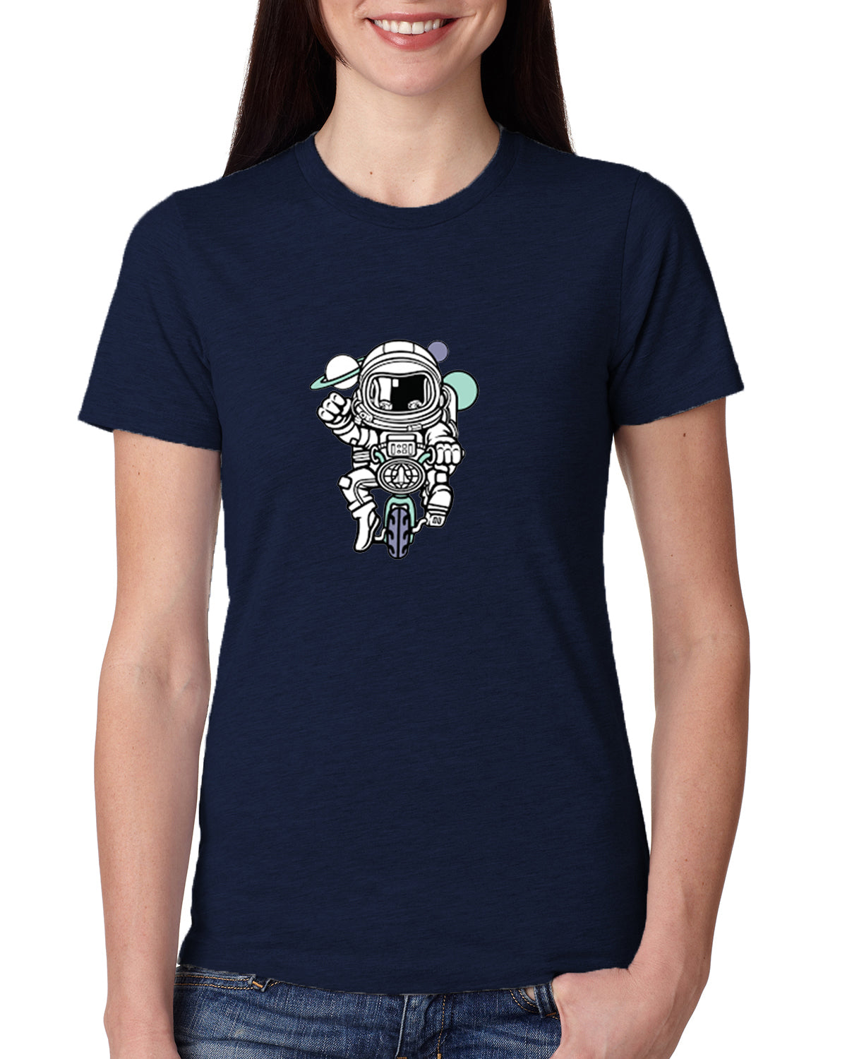 Blue Women's Tees | Astronaut | Round Neck | Half Sleeves - Hulk Threads