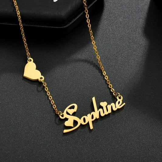 Gold Plated Name Pendent | Customizable pendent | Heart Chain - Hulk Threads