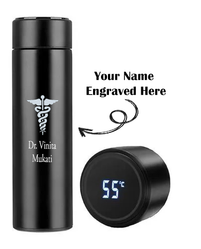 Dr. Name Personalised Water Bottle | Hungry Threads | Temperature Led Display