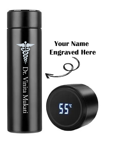 Dr. Name Personalised Water Bottle | Hungry Threads | Temperature Led Display