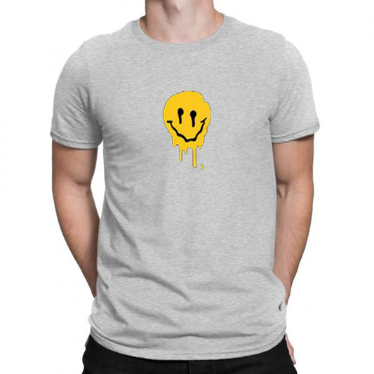 Grey Half Sleeve | Drippy Smiley | Men's Tees - Hulk Threads
