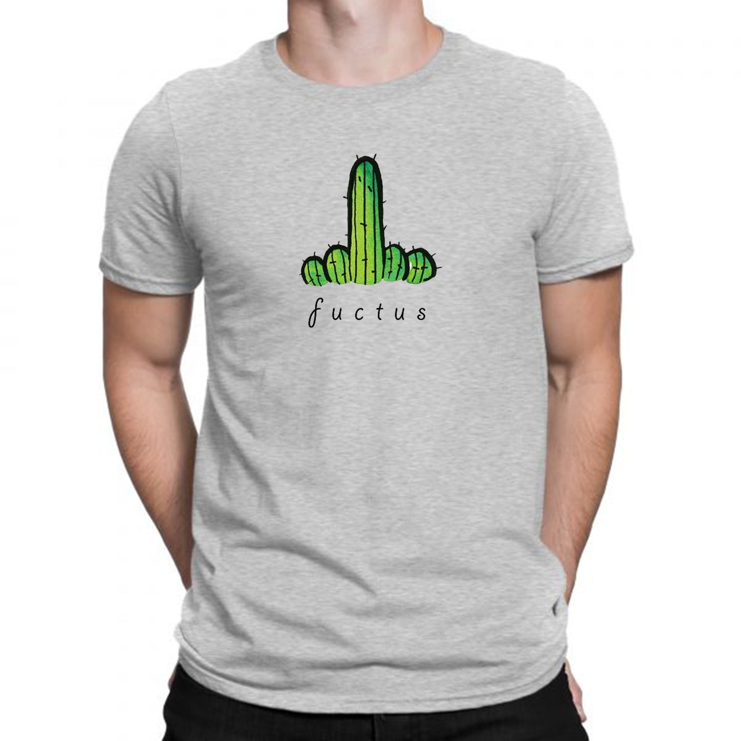 Grey Men's Tees | Fucktus | Round Neck | Half Sleeves - Hulk Threads