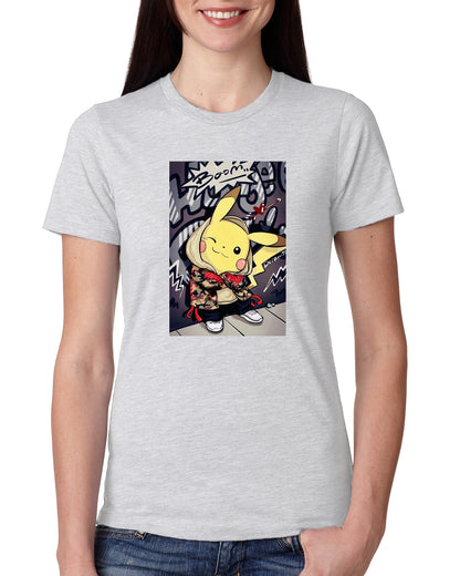 Grey Women's Tees | Cool Pikachu | Round Neck | Half Sleeves - Hulk Threads