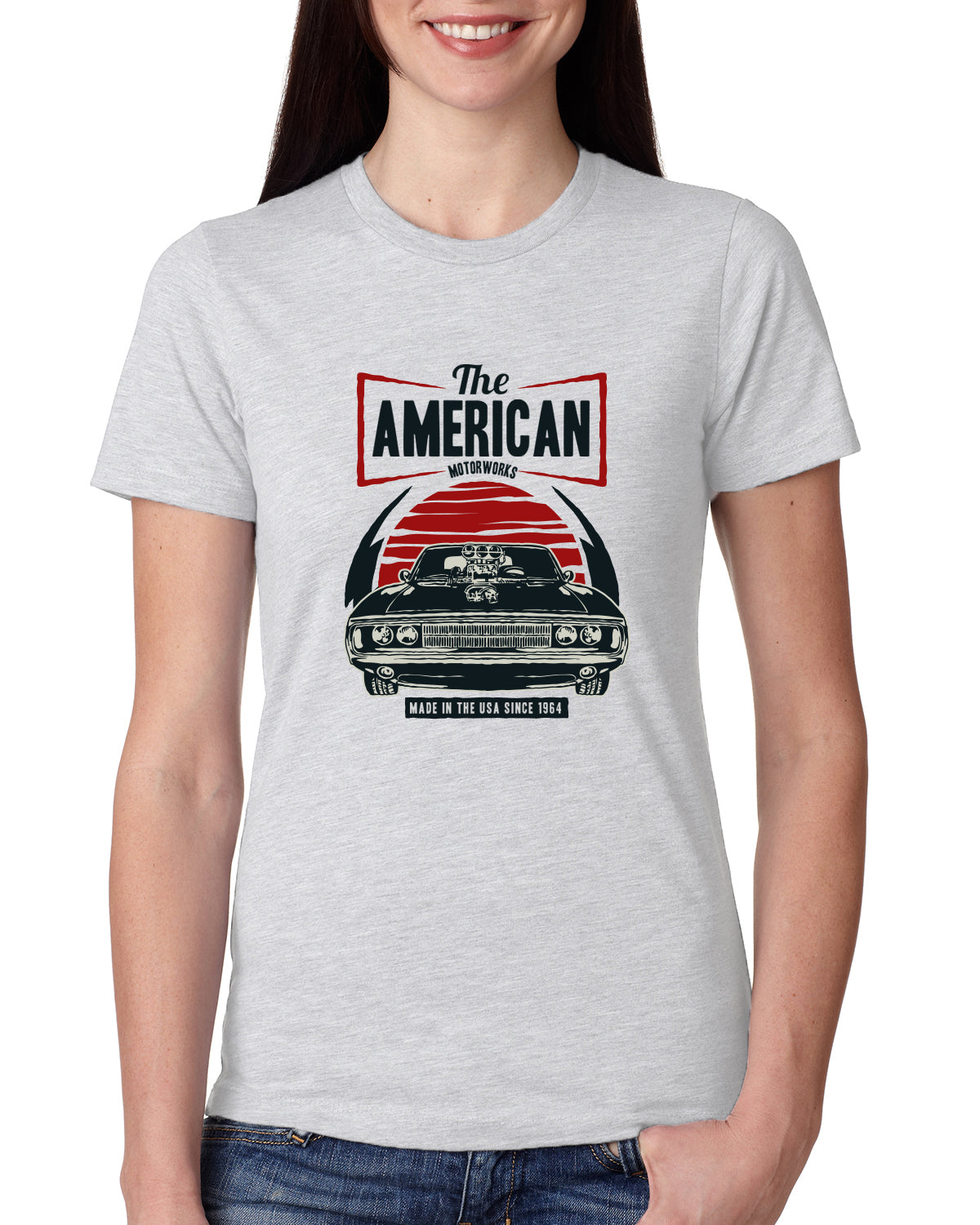 Grey Women's Tees | American Motorworks | Round Neck | Half Sleeves - Hulk Threads