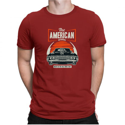 Red Men's Tees | American Motor | Round Neck | Half Sleeves - Hulk Threads