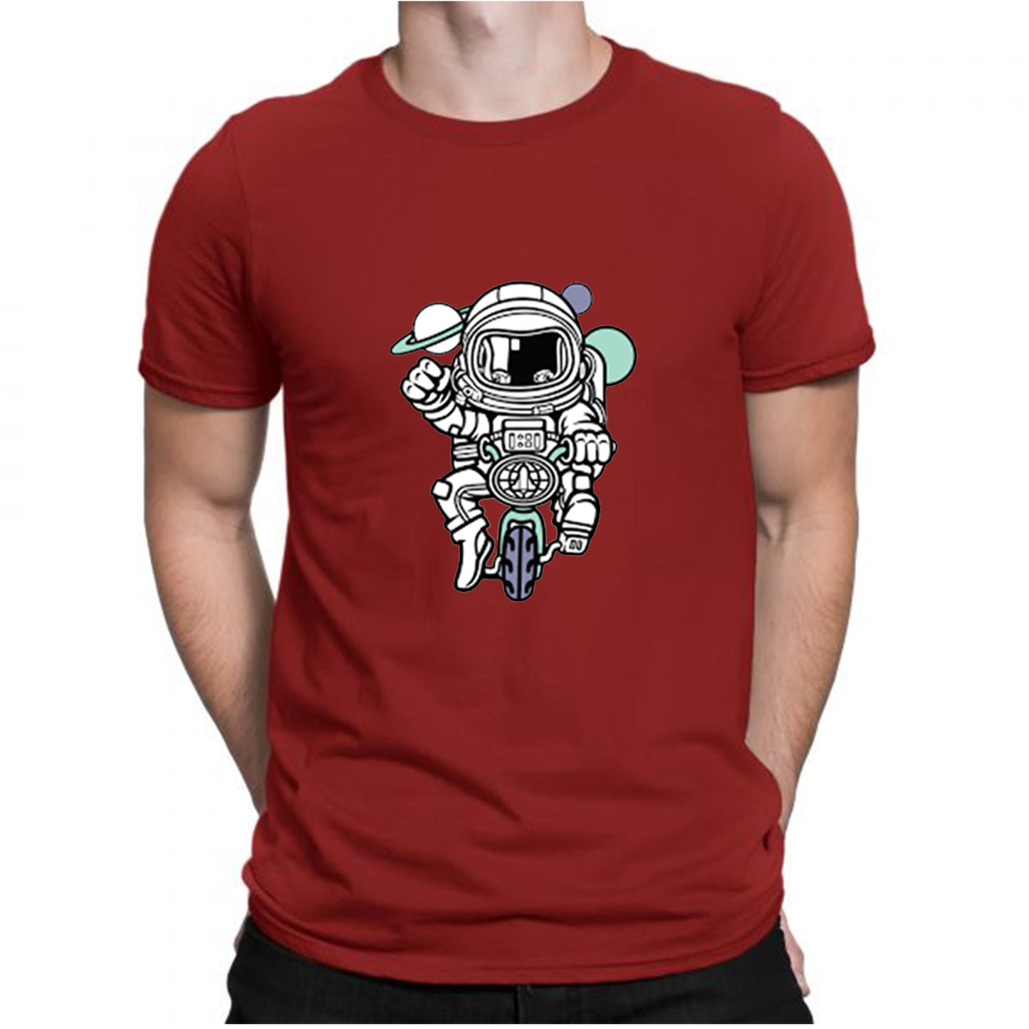 Red Men's Tees | Astronaut | Round Neck | Half Sleeves - Hulk Threads