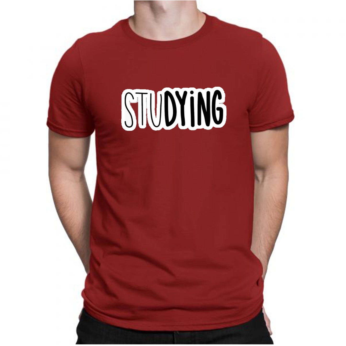 Red Men's Tees | stuDYING| Round Neck | Half Sleeves - Hulk Threads