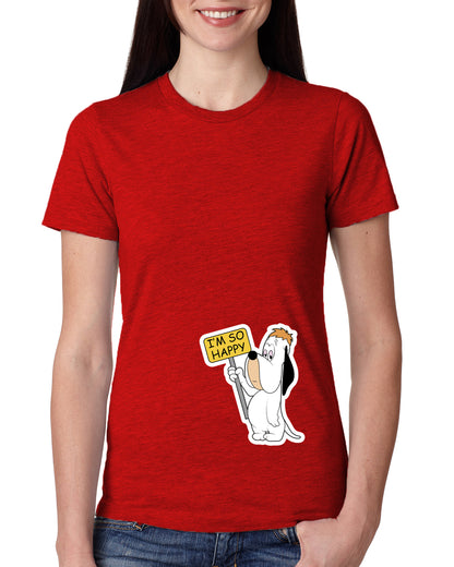 Red Women's Tees | Droopy I'am So Happy | Round Neck | Half Sleeves - Hulk Threads