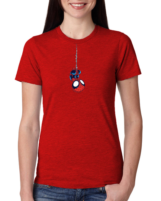 Red Women's Tees | Hanging Spider man | Round Neck | Half Sleeves - Hulk Threads