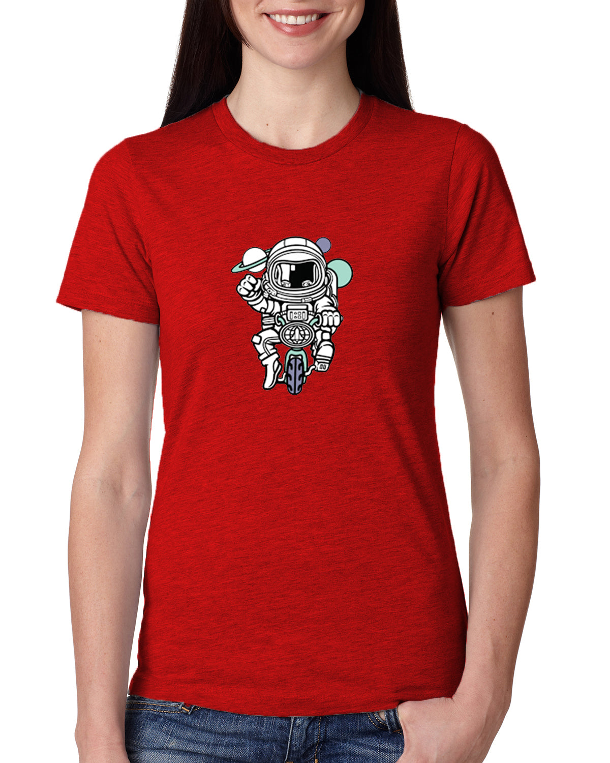 Red Women's Tees | Astronaut | Round Neck | Half Sleeves - Hulk Threads