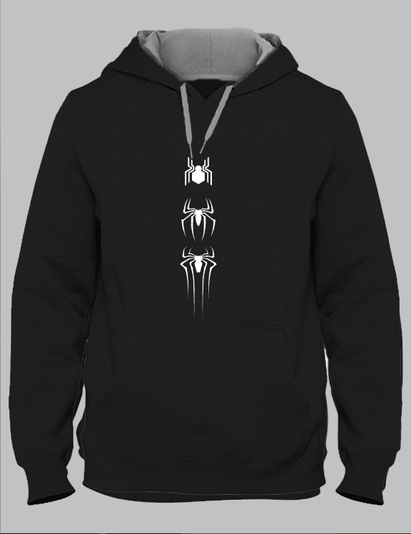 black color unisex hoodie  with funky  spider print