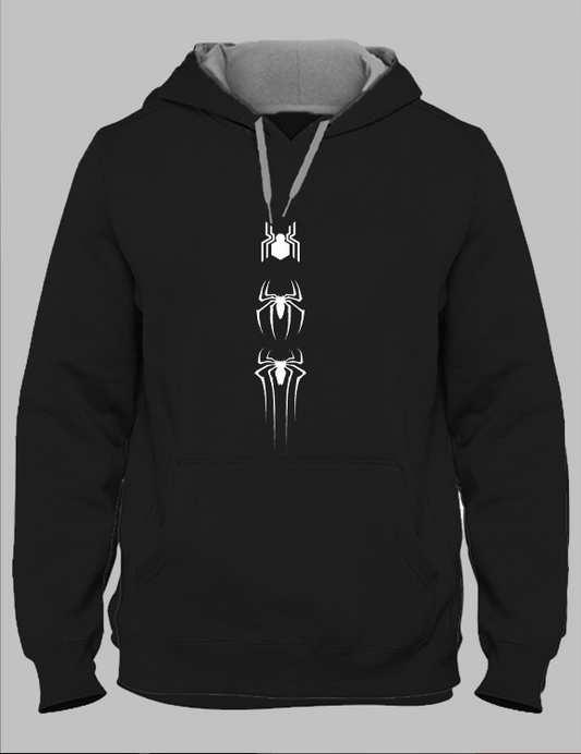 black color unisex hoodie  with funky  spider print