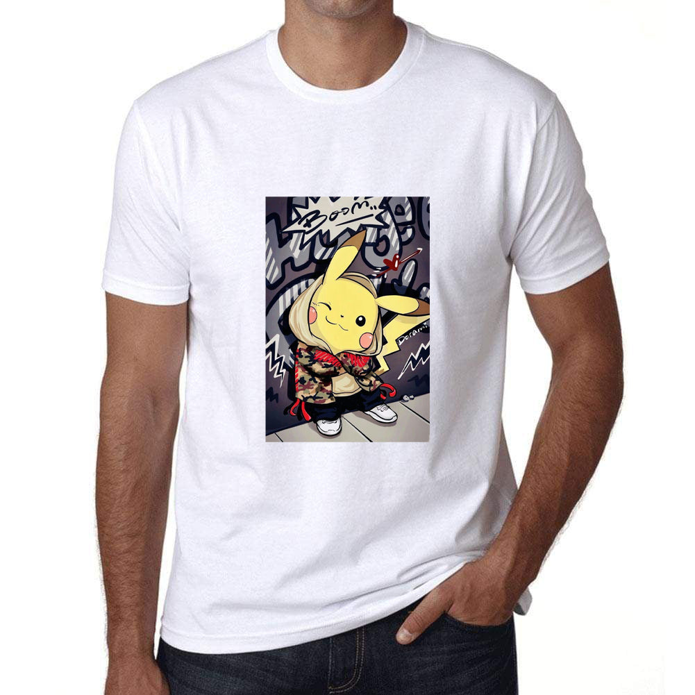 White Men Tees | Cool Pikachu | Round Neck | Half Sleeves - Hulk Threads