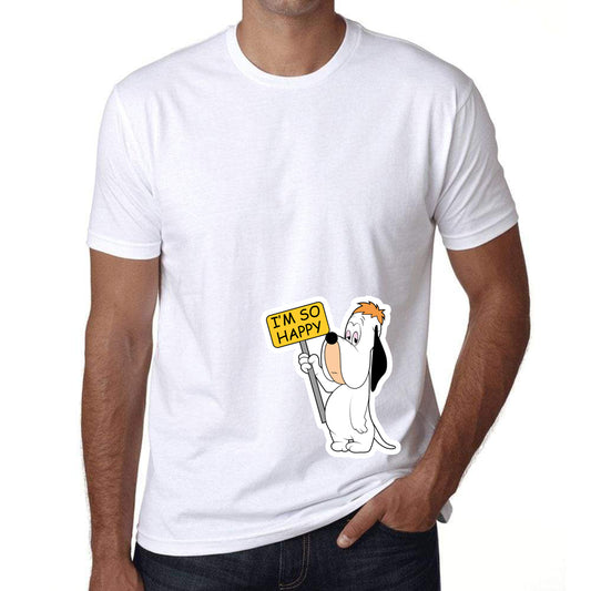White Men's Tees | Droopy I Am So Happy | Round Neck | Half Sleeves - Hulk Threads